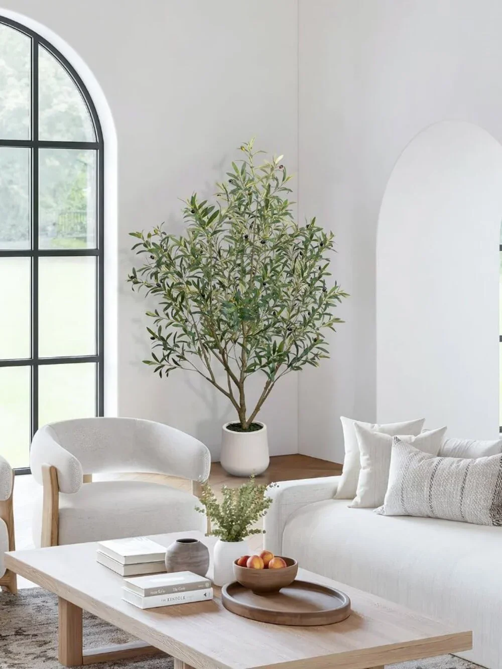Artificial Olive Tree 5FT Tall Faux Olive Trees Indoor with White Planter Large